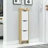 Novo armário de sapatos flip-door de três e quatro camadas ultrafino para uso doméstico, armazenamento estreito atrás da porta, simples, prático e esteticamente agradável para a entrada