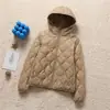 Chamarra acolchada de plumón ligera con capucha y cuello alto transfronteriza para mujer, moda de invierno 2026, cálida blanca de pato, top casual, moderno