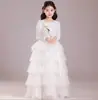 Vestido Infantil, Vestido de Princesa, Vestido de Alta Qualidade de Luxo para Performance de Piano, Vestido Vermelho de Manga Longa de Primavera para Crianças Anfitriãs