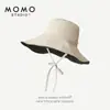 Sombrero de Sol de Vinilo de Ala Ancha para Niñas Verano Tecnología Protección Solar Anti-UV Integral Sombrero de Pescador Aspecto Adelgazante Sombrero de Sol