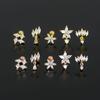 Pendientes de moda con pequeñas flores frescas Mori para mujer, con varilla de acero inoxidable perforada y clavos para las orejas, sin preocupaciones, a través de la frontera.