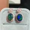 Pendientes de ópalo negro natural de colores ópalo natural puro piedra principal 8*10 mm plata de ley 925 incrustación de precisión fabricantes