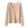 Suéter de cachemira para mujer, 100% cachemira pura, primavera y otoño, nuevo jersey de cuello en V y manga larga, suéter de punto de moda.
