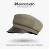 Outono 2026 Novo Boné Newsboy de Couro Retalho com Aba Curta Simples Casual para o Dia a Dia Em Estoque Venda por Atacado