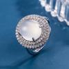 Novo estilo chinês estilo nacional elegante anel feminino delicado leve luxo nicho high-end sentido imitação calcedônia esmeralda dedo indicador anel aberto