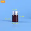 Garrafas de Embalagem Plástica Atacado, Garrafas de Amostra Transparentes de Boca Larga Seladas de PET, Garrafas Marrons com Tampas para Dosagem