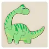 Juguete de rompecabezas de dinosaurio tridimensional con hebilla de madera para niños, rompecabezas creativo de dibujos animados para la educación temprana del bebé