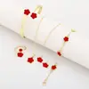 Venta Caliente Transfronteriza Pendientes/Collar/Pulsera de Flor de la Suerte de Cinco Hojas de Oro de 14K Conjunto de Joyería de Moda de Cinco Piezas