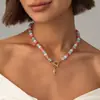 Collar Cruzado Europeo y Americano Estilo Océano Colgante de Pez Metálico Pequeño Collar Arcoíris Dopamina con Cuentas Cierre OT