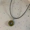 Nuevo Collar Estilo Chino con Colgante Circular de Piedra Natural, Doble Capa Vintage Hecho a Mano para Mujer, Estilo Étnico Retro de Nicho, Collar Dulce-Cool
