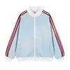 Sudadera con capucha de punto a rayas de bloques de color americano con cuello alto y cremallera para hombre y mujer Marca de moda Deportiva Holgada Casual Chaqueta de Pareja Ropa de Abrigo