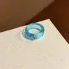 Anillo redondo de resina con diamantes súper brillante estilo Ins, diseño simple y moderno, anillo para el dedo índice, anillo transfronterizo europeo y americano para mujer