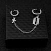 Pendientes de acero inoxidable con diseño de viento neutro, cadena para la oreja de acero de titanio para hombres y mujeres, personalidad de nicho, hoja cruzada sin orificio para la oreja, clip para la oreja