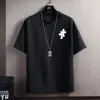 Camiseta Masculina Estampa Nova Verão 2025 Manga Curta Fina Estilo Nicho Tendência Ins Solta Emagrecedora Meia-manga