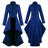 Casaco Longo Medieval Retro Cauda de Andorinha Fantasia Gótica de Corte para Halloween Fantasia para Performance de Palco Cosplay