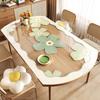Flor Transparente Ovalado Mantel de Mesa Impermeable y a Prueba de Aceite PVC Vidrio Suave Mantel No Lavable Alfombrilla Protectora de Escritorio Antiescaldante