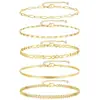 Pulseira transfronteiriça europeia e americana popular na Amazon, conjunto de pulseiras da moda com cinco peças, pulseira de corrente de metal personalizada para atacado