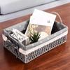 Bandeja de corda de papel com alça dupla, estilo nórdico, com forro de tecido trançado e alça para guardar diversos objetos de mesa. Ótimo produto online!