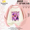 Conjunto de Dos Piezas con Forro de Felpa Kpop Hunter's Witch Group Otoño e Invierno 2025 para Niñas, Sudadera y Pantalones, Traje Infantil Mediano y Grande de Moda