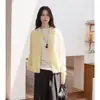Suéter cardigan de punto redondo/cuello en V cepillado de seda-cachemira-lana para mujer, 26 tops de punto coloridos otoño-invierno