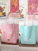 Bolsa de Lona Listrada 2024 Novo Estilo Coreano Ins Tote Casual Bolsa de Ombro Grande Capacidade Bolsa Tote Sacola de Compras