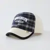 Gorra de Béisbol con Letras Estilo Coreano para Niños, Otoño Primavera, Sombrero de Pato con Protección Solar a Cuadros Bloque de Color para Exteriores