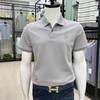 Polo de algodón mercerizado para hombre verano transpirable solapa algodón manga corta camiseta manga media casual de negocios para hombre