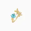 "Mafu Fragancia" Retro con Lujo Ligero de Alta Gama Elegante Nicho Mariposa Paraíba Anillo Versátil para Mujer