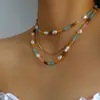 Collar Apilado de Cuentas de Colores para Mujer Piedra Amazónica Estilo Ins Nicho Elegante Moderno Collar de Perlas y Piedras de Colores Venta al por Mayor