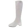 Botas de mujer estilo británico Martin, nuevos modelos de otoño e invierno, punta redonda, tacón grueso, botas de media pantorrilla para mujer, botas largas, botas largas de tacón grueso al por mayor