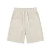 Textura de Algodão e Linho Relaxado Linho Casual Shorts Listrados Masculino Verão 2026 Novo Solto Calças de Comprimento Médio