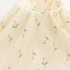 2024 Nueva Tela de Gasa Crepé con Estampado de Tulipán Pijamas Familiares Ropa de Casa Manta para Bebé Tejido Amigable con la Piel