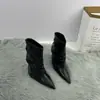 Pantalones bootcut de cintura alta plisados con sentido del diseño botas para mujer Otoño/Invierno 2026 Estilo Nuevo Sexy Punta Puntiaguda Tacón de Aguja Botas tipo calcetín Botines de Moda
