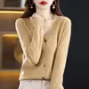 2026 Nuevo Estilo Suelto Talla Grande Cuello en V Manga Larga Suéter Cárdigan de Lana para Mujer Otoño e Invierno Prenda de Punto de Manga Larga