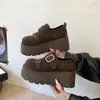 Mules Femininas Estilo Novo Couro Tira Estilo Retro Fivela Moda Loafers Estilo Britânico Sapatos Únicos Sola Grossa Outono 2026