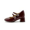 Zapatos Mary Jane Color Nude con Doble Tira, Estilo Francés con Pedrería, Aumentan 8CM de Altura, para Mujer, para Ir al Trabajo, Elegantes, Cálidos, de Tacón Alto, Estilo Femenino