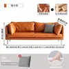 Sofá de Couro Vintage, Estilo Minimalista de Luxo Leve Italiano, Adequado para Sala de Estar, Recepção, Apartamento de Aluguel, Espaço Pequeno, Sofá Reto Casual de Três Lugares