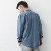 Camisa jeans masculina de manga comprida outono moda de alta qualidade roupas de outono masculina camisa workwear camisa folgada jaqueta casual japonesa