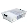 Caja de Almacenamiento de Plástico Engrosado Tamaño Grande con Ruedas Caja Organizadora para Ropa y Edredones Contenedor de Almacenamiento Caja de Almacenamiento Plana Transparente Debajo de la Cama
