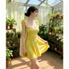 Traje de baño para mujer, Nuevo estilo de alta gama, Impresionante estilo de una pieza con falda, Conservador, Cubre abdomen, Adelgazante, Realza busto pequeño, Traje de baño para vacaciones y aguas termales