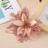 Corona Navideña Artificial de Flor de Pascua Rosa Plateada Decoración Fabricante de Accesorios para Bodas Transfronterizos