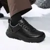 Zapatos Deportivos Casuales de Cuero de Microfibra de Ancho Amplio y Talla Grande para Hombre, Zapatos de Cuero Forrados con Felpa para Invierno, Punta Ancha, Cálidos, para el Trabajo y el Desplazamiento