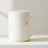 Caneca de Chá de Cerâmica Moji com Separação de Água Flor de Orquídea Rosa Pintada à Mão para Casa Escritório Filtro Pessoal Caneca de Chá
