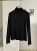 KEKEZOON Gola Alta Meia-altura Orelha de Madeira Cor Sólida Forro de Fleece Manga Longa Camiseta Base Emagrecedora Feminina 9360