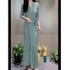 Forte 9072 Da Ai Mei Yi Yuan 2026 Primavera Novo Verde Decote V Emagrecedor Vestido Longo Feminino Estilo Coreano