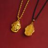 Banhado a ouro banhado a ouro Cabeça de Buda Bola Colar de corrente Pull-ajustável Preto trançado Corda Colar Buda Pingente Acessórios femininos