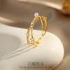 Anel de Prata Esterlina 925 Feminino de Nicho Pérola Anel Cruzado para Dedo Estilo Coreano Vento Ins Anel de Dedo Fashion Empilhável para Usar em Todas as Ocasiões