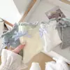 Meias até a Panturrilha com Laço no Calcanhar para Mulheres, Finas para Primavera e Verão, Estampa Escura de Cachorro Estilo Coreano Estilo Ins Meias Dupla Camada de Renda com Felpa