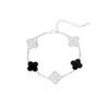 Pulseira de trevo de quatro folhas e cinco flores, novo estilo chinês, padrão de grama Tang, S925, prata esterlina, personalidade, moda, design de nicho popular online