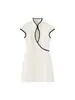 Vestido popular da marca Z com acabamento, moda feminina transfronteiriça mini de manga curta color block, estilo europeu e americano, AliExpress preto e branco ZA